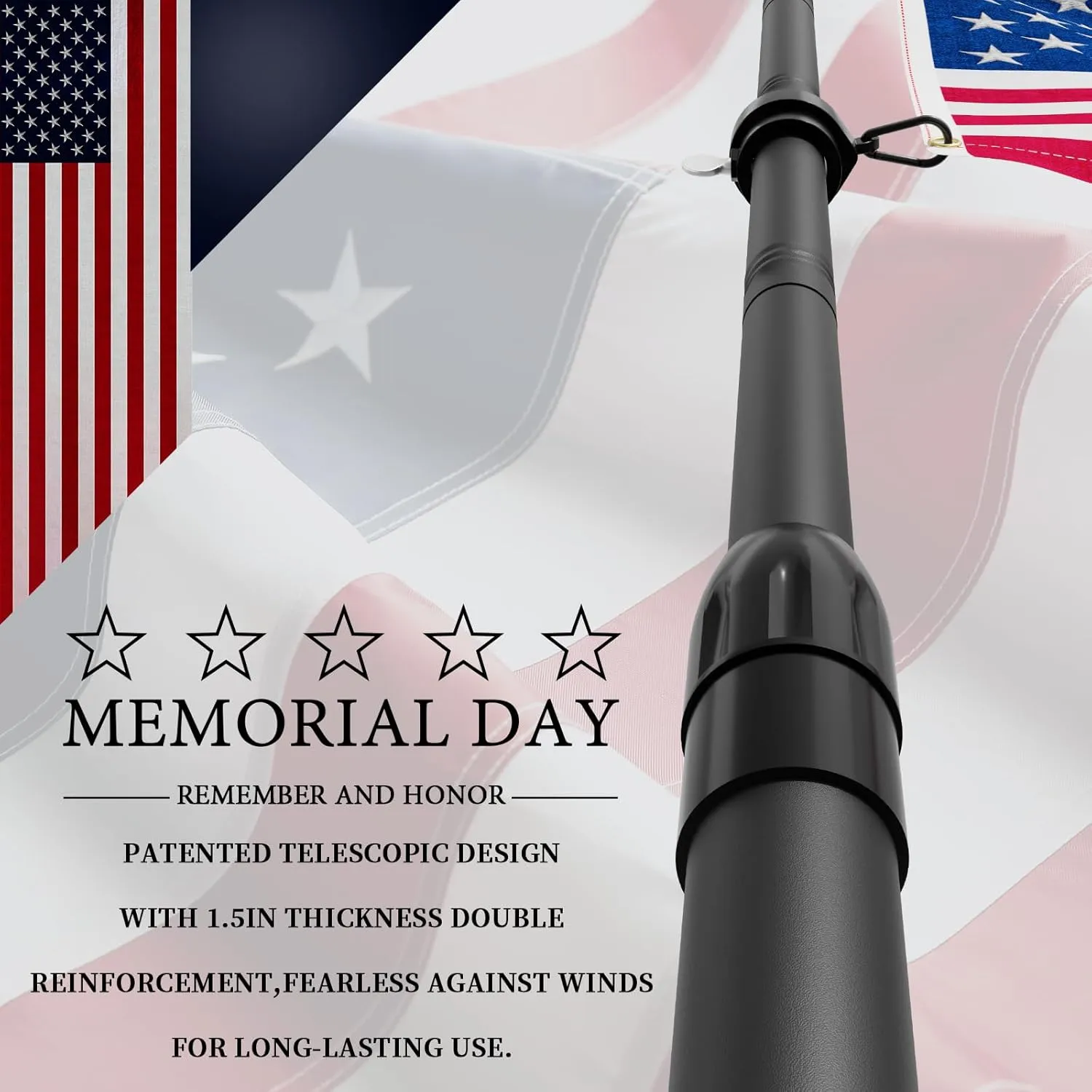 10 FT Black Heavy Duty Flag Poles Outside in Ground with 4 Pronges Base, Extra Thick Rust-Proof Flag Pole Kit for Yard Outdoor Garden Decor Residential Commerical (2 Pack,No Flag Included)