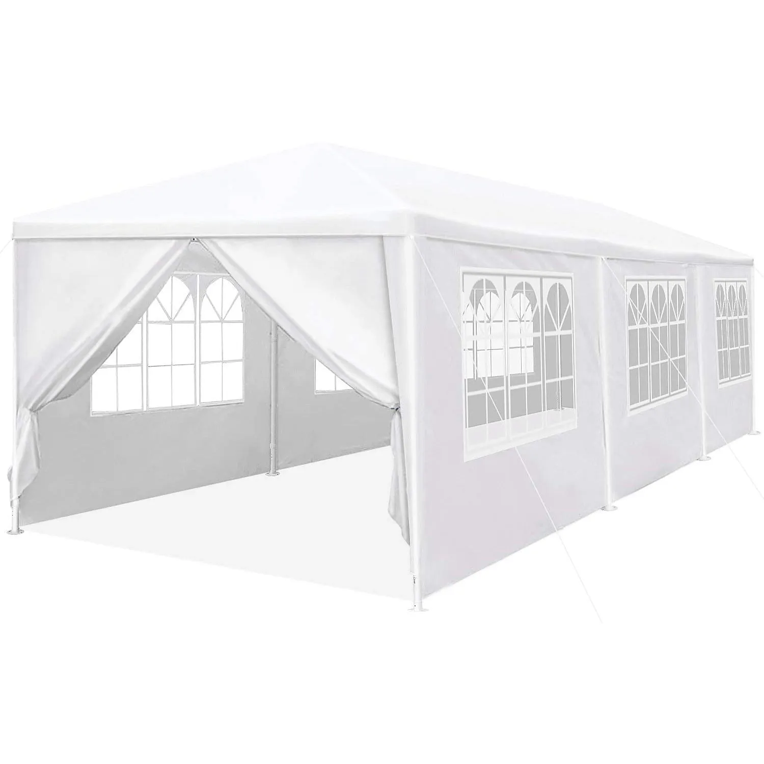 10 ft. x 30 ft. White Canopy Tent Heavy-Duty Wedding Party Tent Canopy with 8 Removable Side Walls