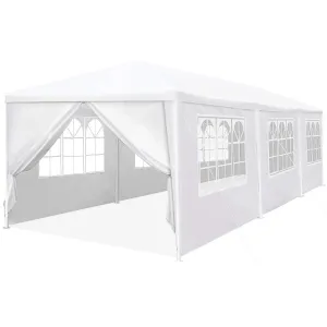10 ft. x 30 ft. White Canopy Tent Heavy-Duty Wedding Party Tent Canopy with 8 Removable Side Walls