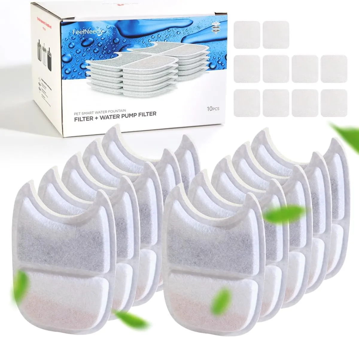 10 Pack Filter Replacement Cat Water Fountain for FEELNEEDY 4L Wilreless Cat Water Fountain (YPD-C004P, YPD-C004S)