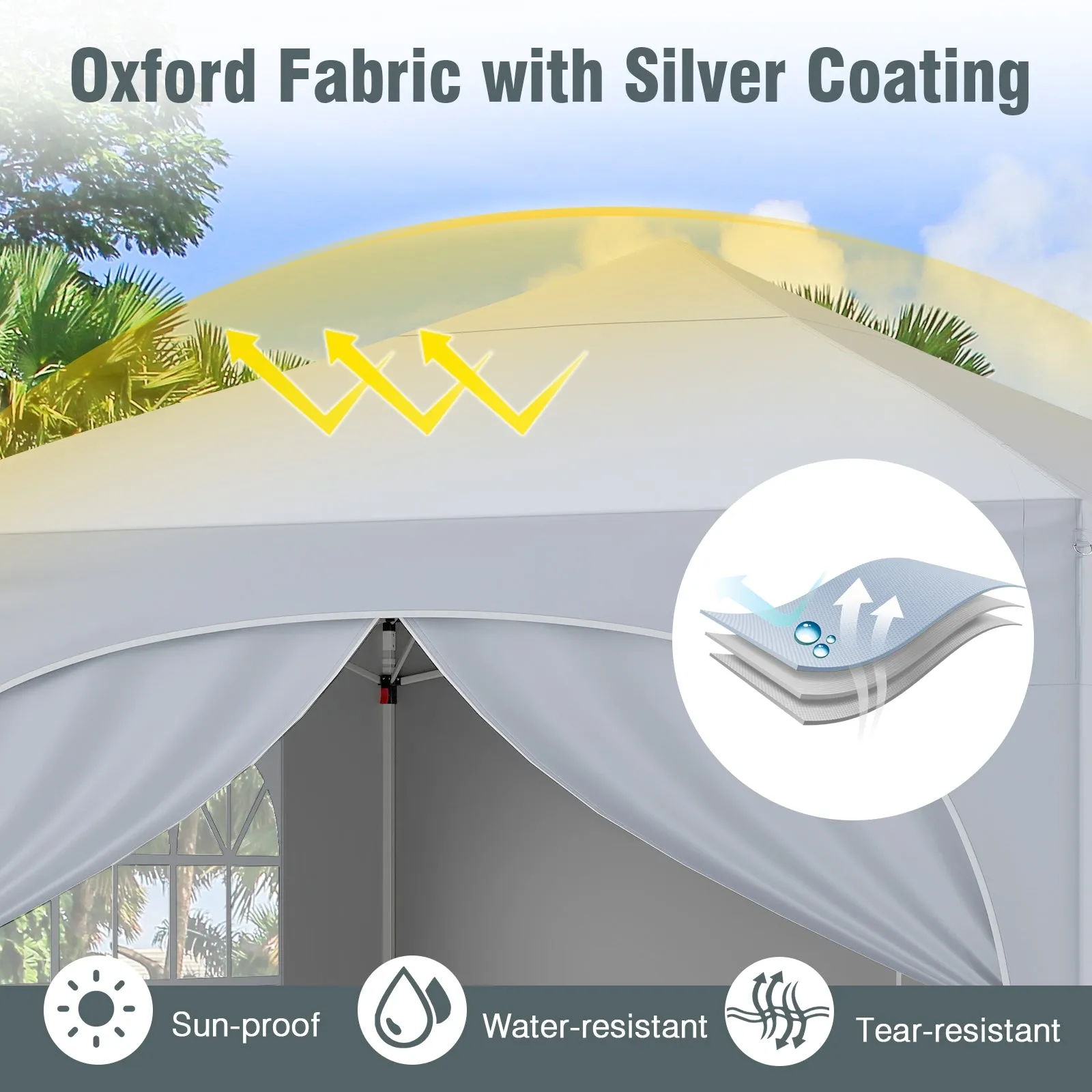10 X 10 FT Pop up Canopy Tent with 4 Removable Sidewall-White