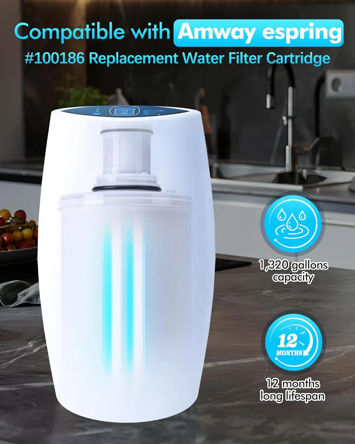 100186 Replacement Water Filter Compatible With Amway espring water filters, 6-Level High-Precision Filtration Filter Cartridge improved water quality