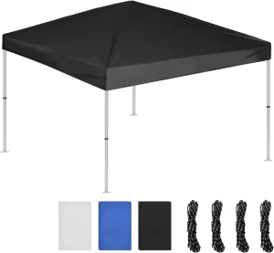 10x10 Canopy Replacement Top, Black 10x10 Pop Up Canopy Tent Replacement Roof Cover with Windproof Rope for Straight Leg Frame, UV Protection Waterproof for Outdoor Garden (Top Only)