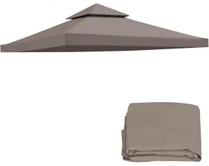 10x10 Canopy Replacement Top Double Tiered Gazebo Cover for Yard, Patio & Garden Durable Sunshade Replacement, Dual Tier Cover Only (Taupe)