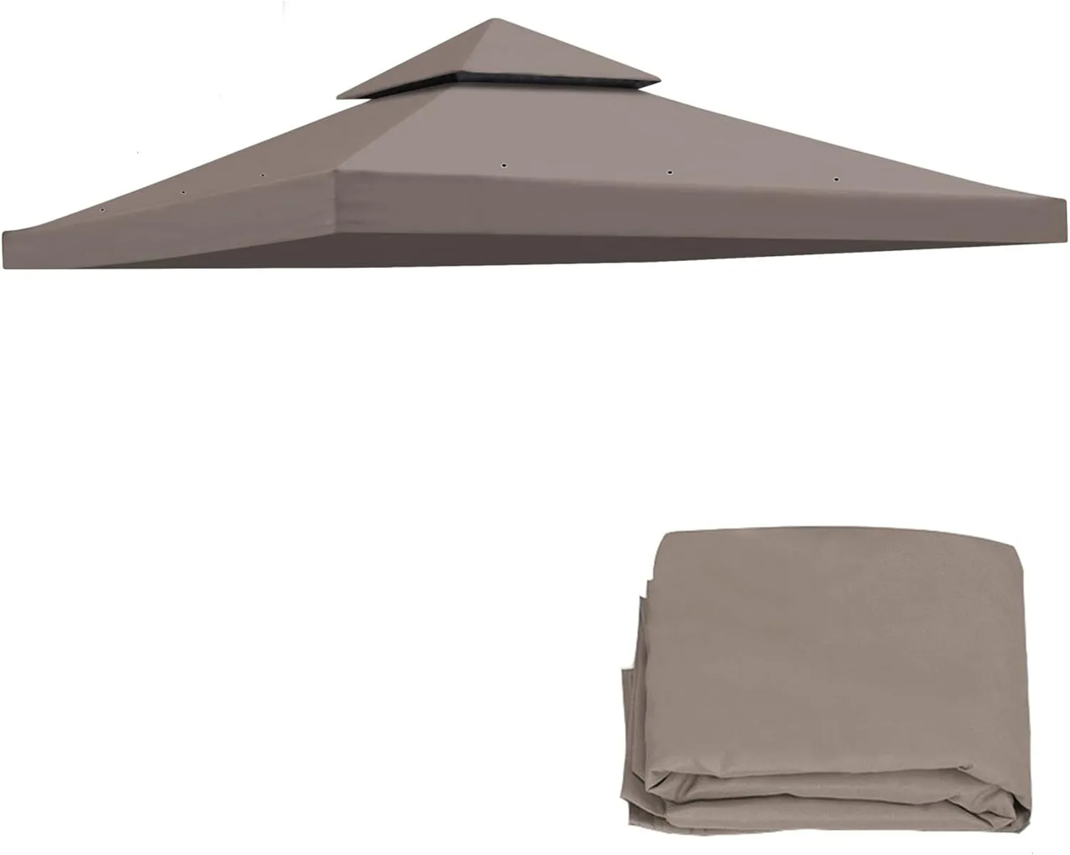 10x10 Canopy Replacement Top Double Tiered Gazebo Cover for Yard, Patio & Garden Durable Sunshade Replacement, Dual Tier Cover Only (Taupe)