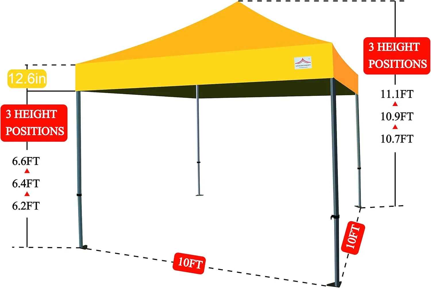 10'x10' Pop Up Canopy Tent Commercial Instant Shelter with Heavy Duty Roller Bag, 4 Canopy Sand Bags, 10x10 FT Orange