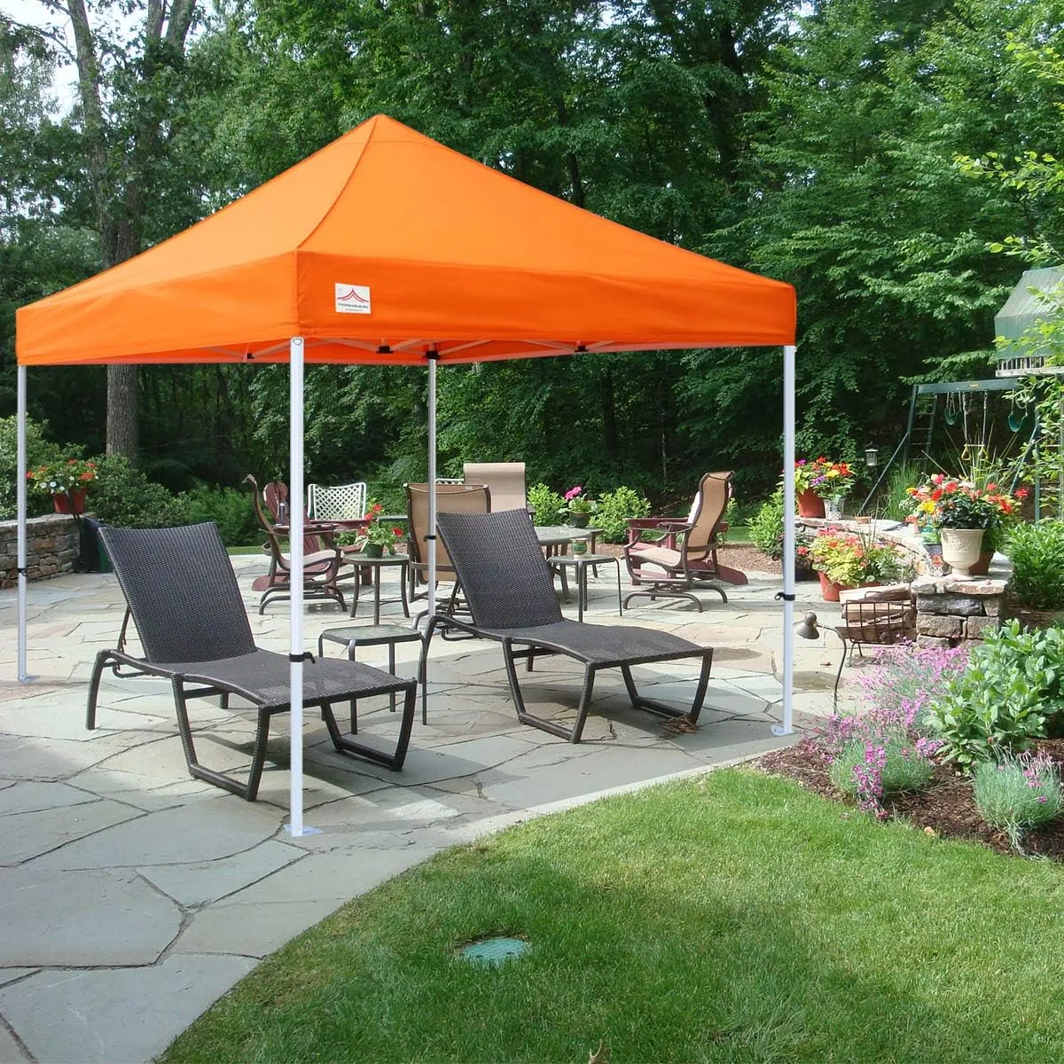 10'x10' Pop Up Canopy Tent Commercial Instant Shelter with Heavy Duty Roller Bag, 4 Canopy Sand Bags, 10x10 FT Orange