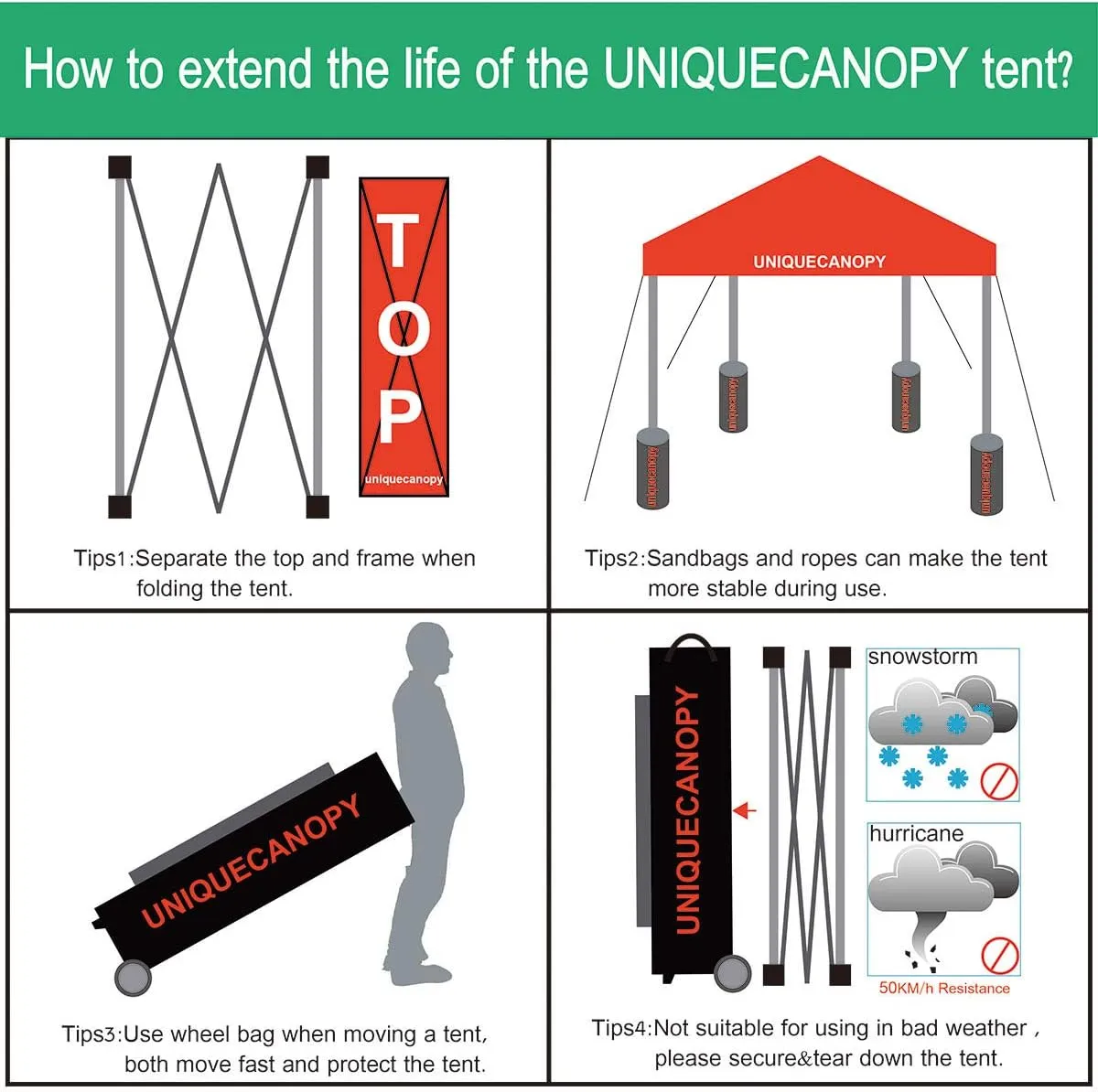 10'x10' Pop Up Canopy Tent Commercial Instant Shelter with Heavy Duty Roller Bag, 4 Canopy Sand Bags, 10x10 FT Orange