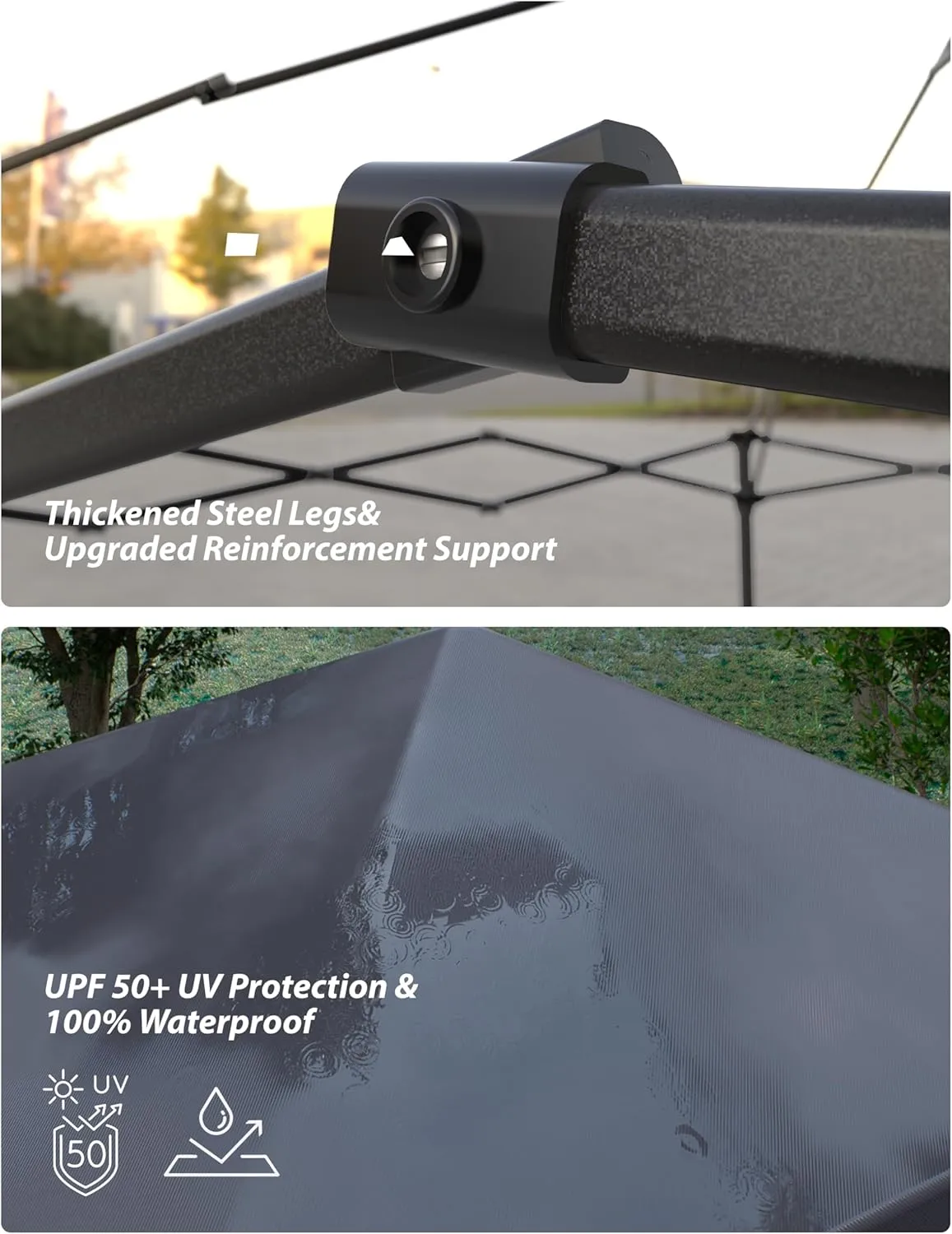 10'x10' Pop Up Canopy – Waterproof & UV-Resistant Outdoor Canopy with Center Lock and 3 Sidewalls, for Picnics, Camping, Beach Tent, and Outdoor Gatherings,Black