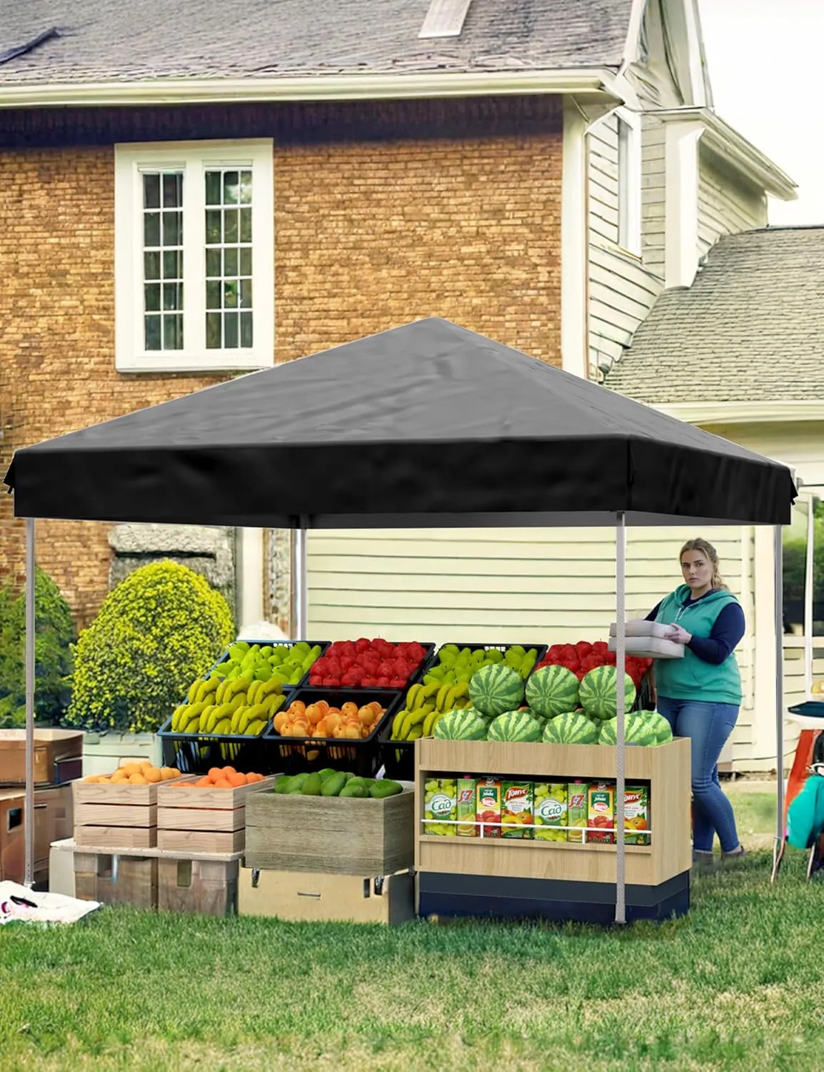 10'x10' Pop Up Canopy – Waterproof & UV-Resistant Outdoor Canopy with Center Lock and 3 Sidewalls, for Picnics, Camping, Beach Tent, and Outdoor Gatherings,Black