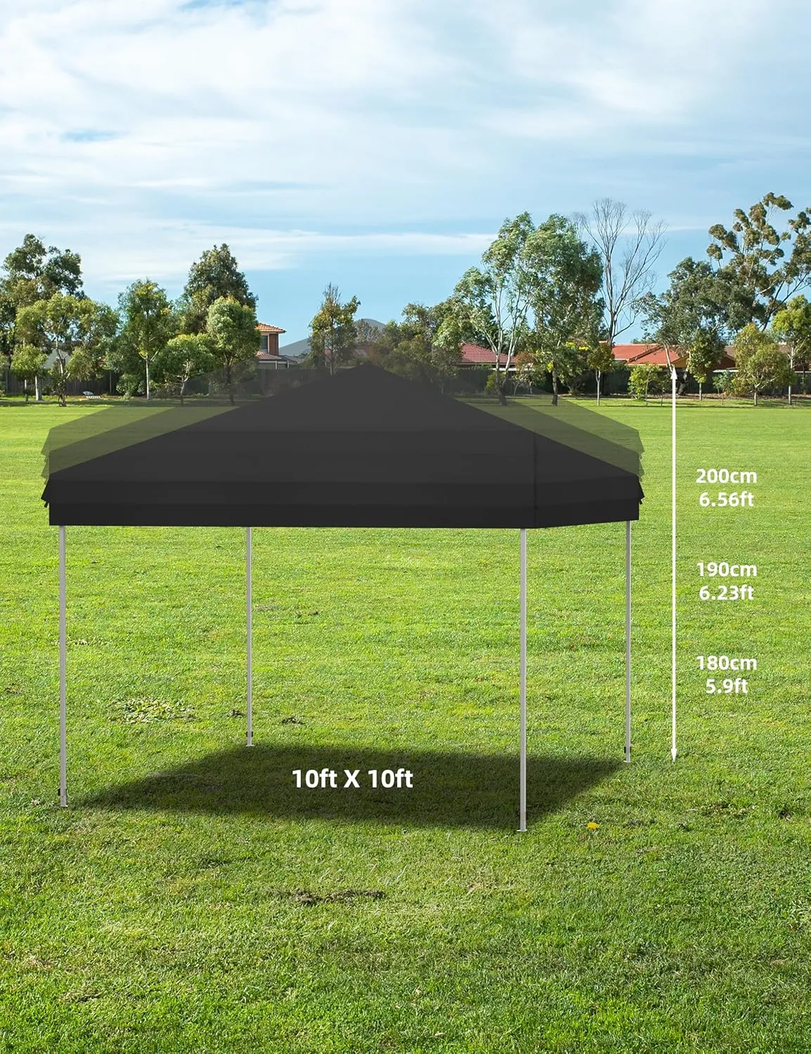 10'x10' Pop Up Canopy – Waterproof & UV-Resistant Outdoor Canopy with Center Lock and 3 Sidewalls, for Picnics, Camping, Beach Tent, and Outdoor Gatherings,Black