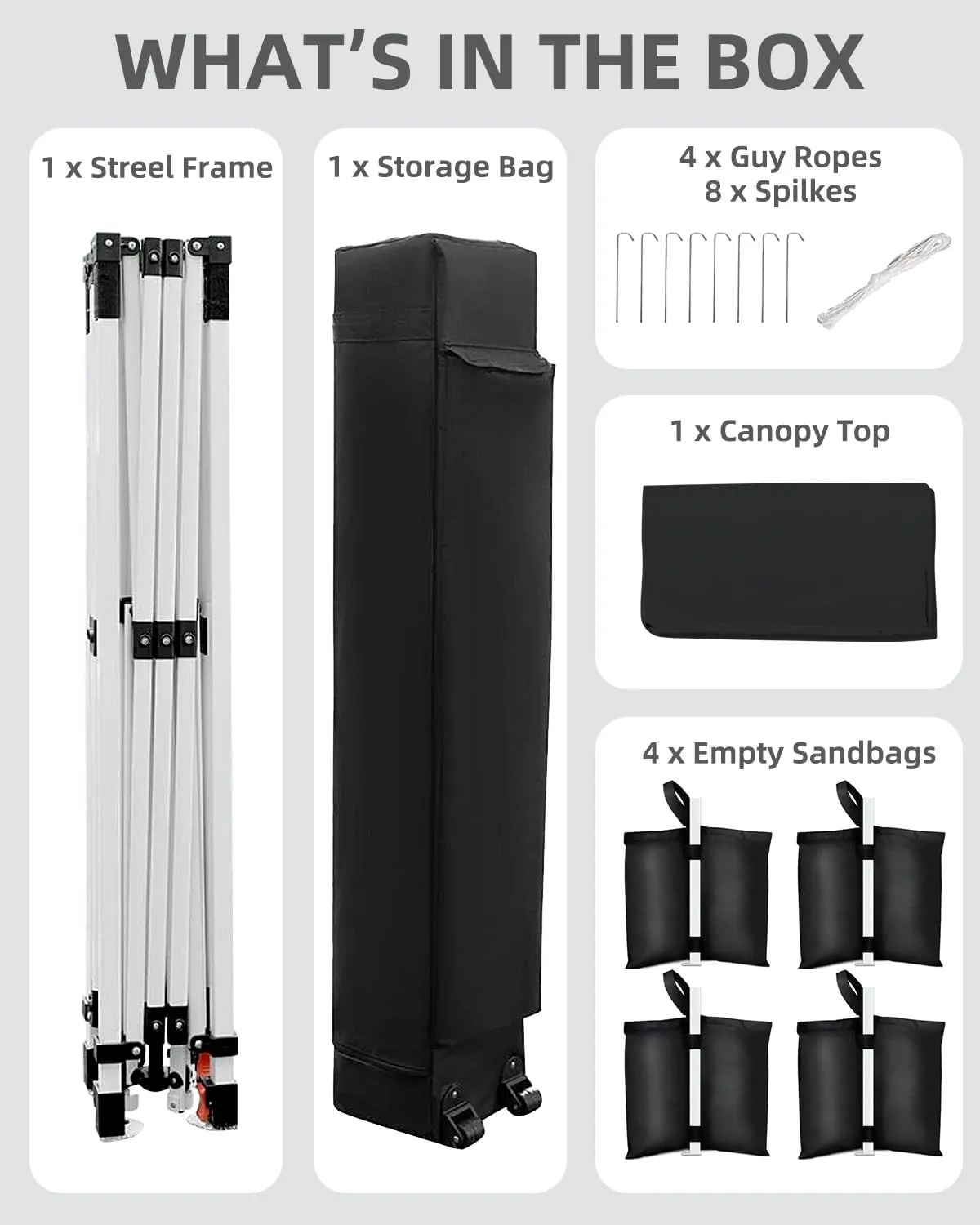 10x10 Pop Up Canopy with One Button Push Setup - Heavy Duty Outdoor Canopy Tent with Portable Roller Bag - 3 Adjustable Height, 4 Weight Bags, 8 Stakes & 4 Guy Ropes Included, Black