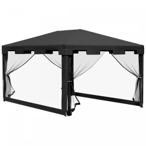 10x13ft Party Tent Wedding Gazebo Outdoor Waterproof Pe Canopy Shade|Outsunny Tente De Reception Mariage, Gazebo Exterieur Impermeable A L'eau