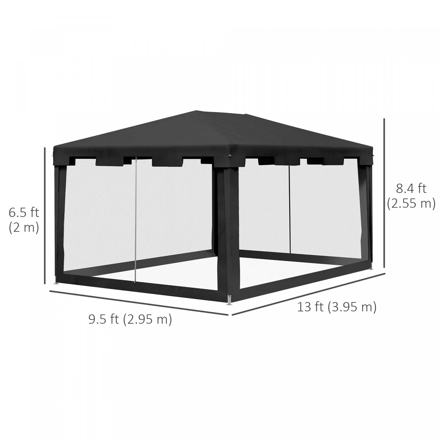 10x13ft Party Tent Wedding Gazebo Outdoor Waterproof Pe Canopy Shade|Outsunny Tente De Reception Mariage, Gazebo Exterieur Impermeable A L'eau