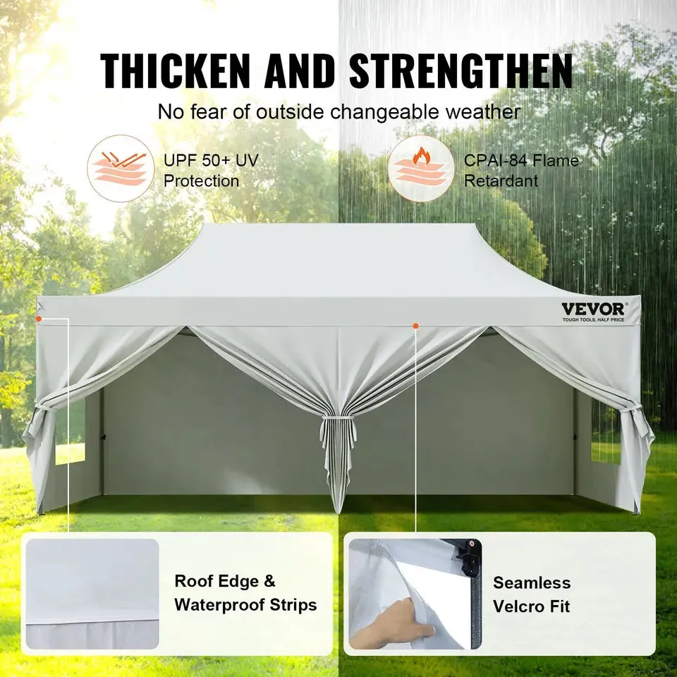 10x20 FT Pop up CanopyRemovable Sidewalls, Instant Canopies Portable Gazebo &amp; Wheeled Bag, UV Resistant Waterproof,