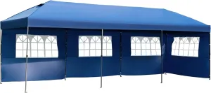 10x30 Pop Up Canopy with Sidewalls, Heavy Duty Outdoor Party Tent – & Protection, Navy Blue, Includes Wheeled Bag for Patio, Wedding, Backyard Events