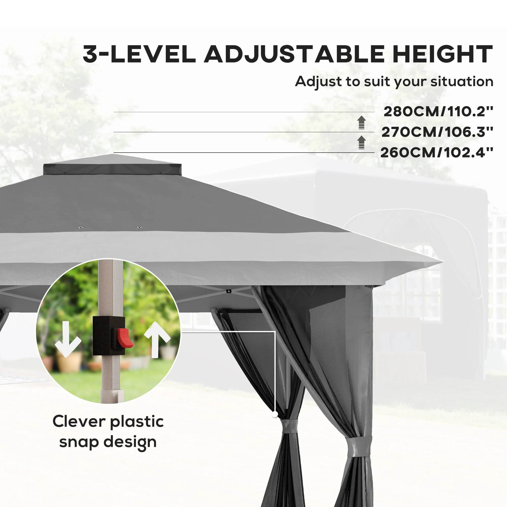 11.7' x 11.7' Pop-Up Canopy with Netting, UPF50  Shelter with Wheeled Carry Bag and Sand Bags