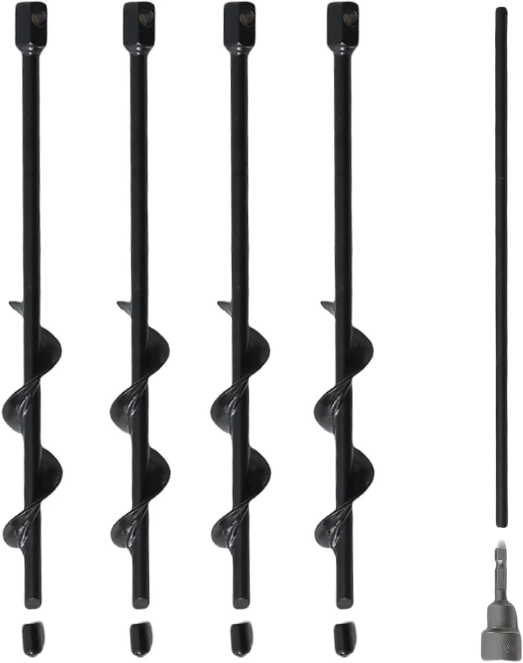 12 Inch Spiral Screw Ground Anchors Stakes Screw in，Anti-Rust and Extended Service Life Design for Securing Dogs,Tents, Trampolines, Canopies, Swing Sets,Black (4)