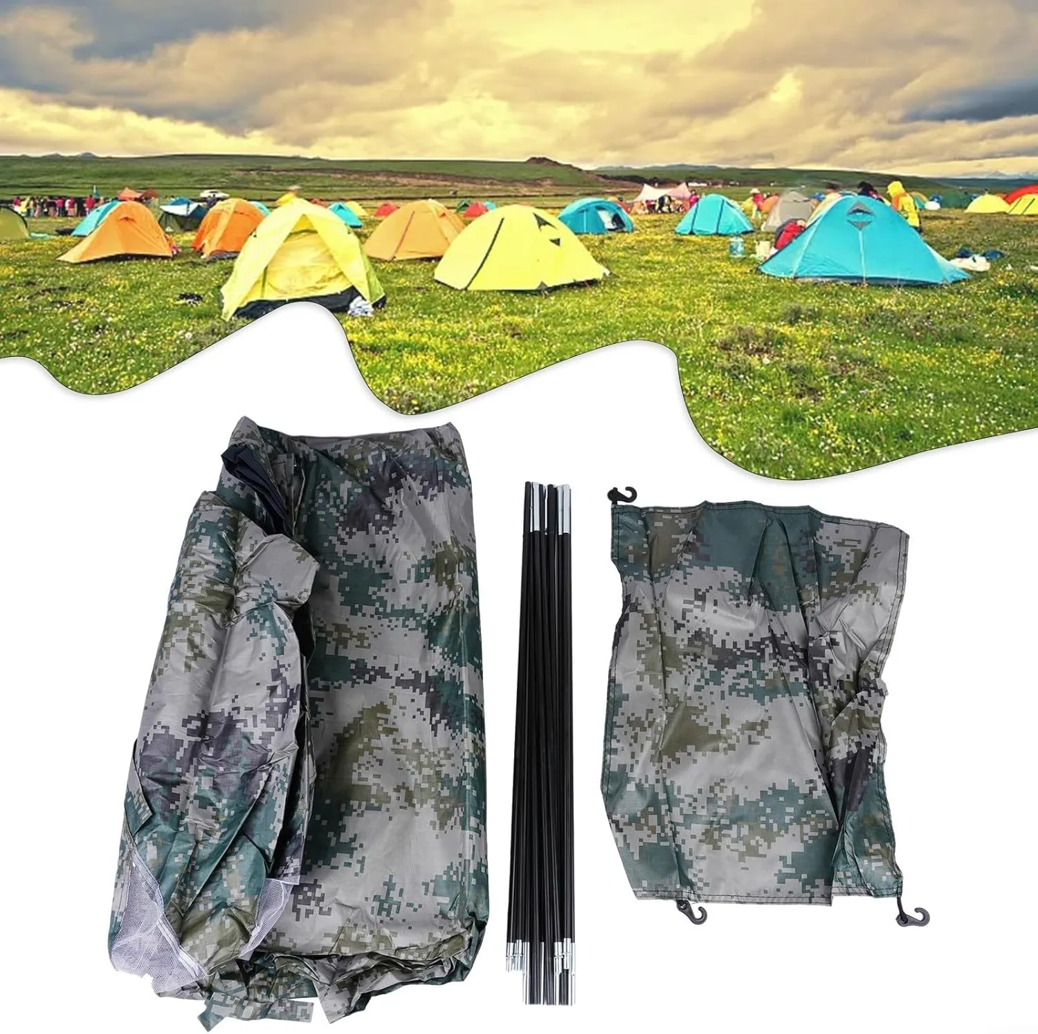 1/2 Person Lightweight Camping Tent, Outdoor Easy Set Up Travel Tent,Portable Backpacking Ultralight Waterproof Windproof Anti-UV Sun Shelter Tent(1 person Digital camouflage)
