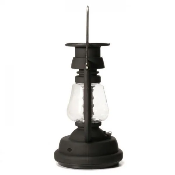 16 LED Solar Dynamo Camping Lamp Light Rechargeable Lantern with Hand Crank Black