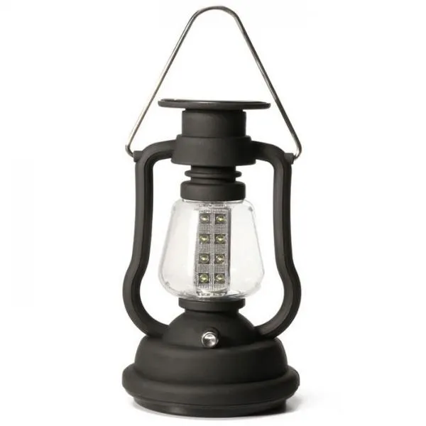 16 LED Solar Dynamo Camping Lamp Light Rechargeable Lantern with Hand Crank Black
