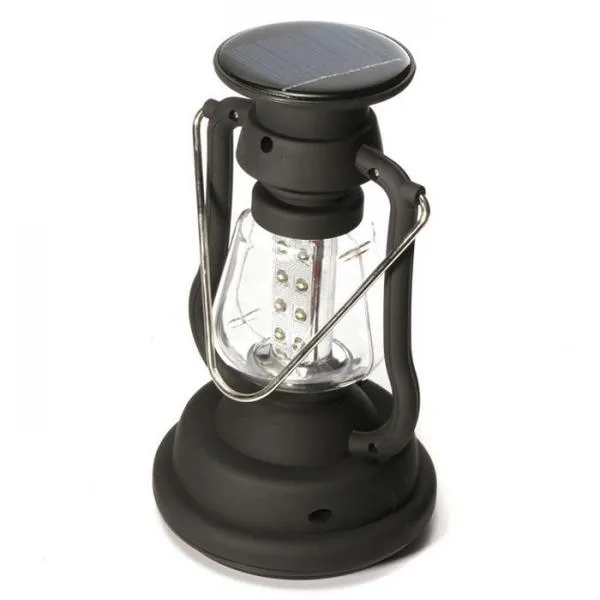 16 LED Solar Dynamo Camping Lamp Light Rechargeable Lantern with Hand Crank Black
