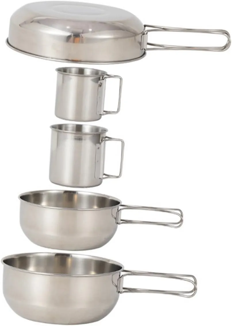 1set Camping Cookware Set Cooking Pot Bowl and Cup Set Folding Handles for Outdoor Cooking and Travel Supplies