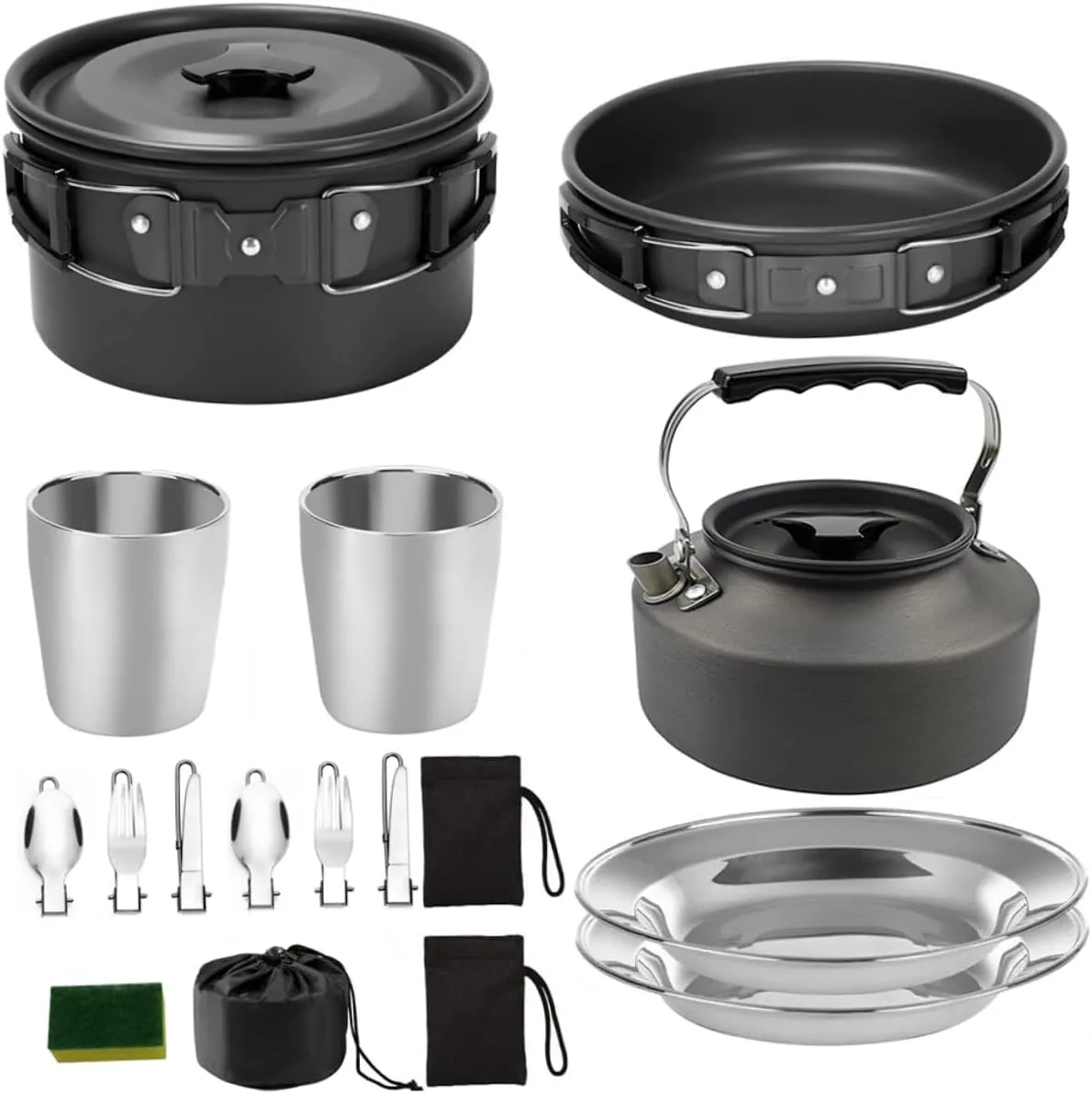 1Set Outdoor Cooking for Camping Multipurpose Cookware with Non Stick Pots for Hiking and Picnicking Durable and Heat Resistant Kitchenware