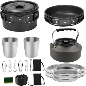 1Set Outdoor Cooking for Camping Multipurpose Cookware with Non Stick Pots for Hiking and Picnicking Durable and Heat Resistant Kitchenware