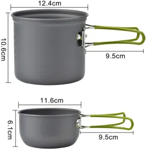 1set Outdoor Pot Set Aluminum Portable Camping Cookware Tableware Set