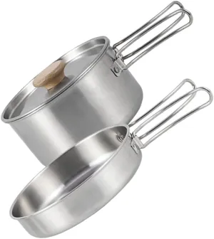 1set Professional Camping Pot Folding Handle Portable Cooking Pan for Outdoor Cooking Easy to Clean -Scald Design for Hiking and Picnic