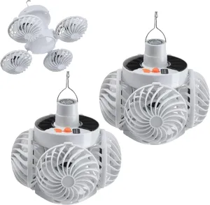 2 in 1 Folding Solar Lamp Portable Football Camping Lights Hanging Fan with LED Lantern 3 Speed Adjustament Light Tent Hanging Flashlight for Bedroom Kitchen Loft (2)