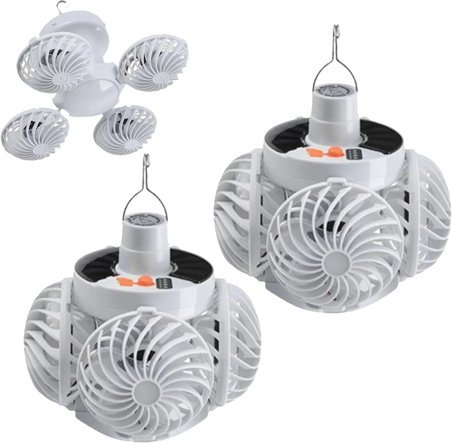 2 in 1 Folding Solar Lamp Portable Football Camping Lights Hanging Fan with LED Lantern 3 Speed Adjustament Light Tent Hanging Flashlight for Bedroom Kitchen Loft (2)