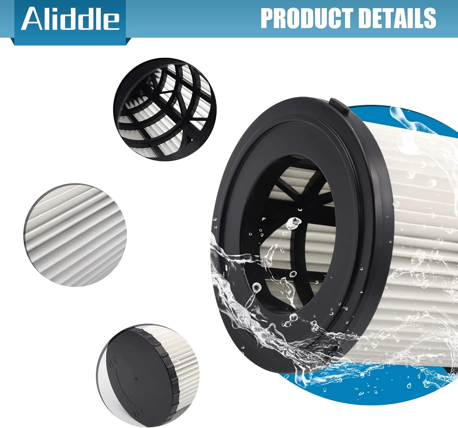 2 Packs of DCV5801H Wet or Dry Vacuum Hepa Replacement Filter, Suitable for dowalt DCV580 and DCV581H, Washable and Reusable