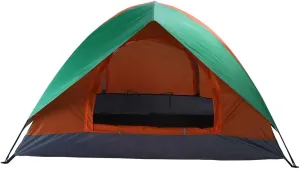 2-Person Double-Layer Door Camping Dome Tent with Rainfly and Night Light Hook,Portable Sun Shelter for Weekend Camping and Outdoor Adventures,Orange & Green