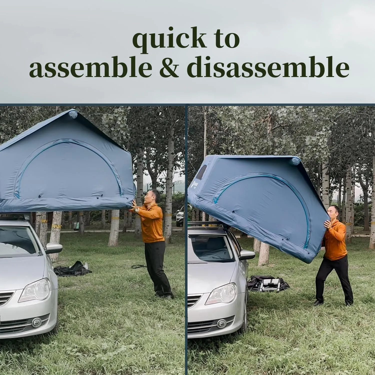 2 Person Inflatable Car Roof Top Tents with Pump and Awning,4 Season Waterproof and Sun Resitant Camping Dome Roof Top Tent Camping Tent for SUV, Truck and Universal Car,Easy Setup