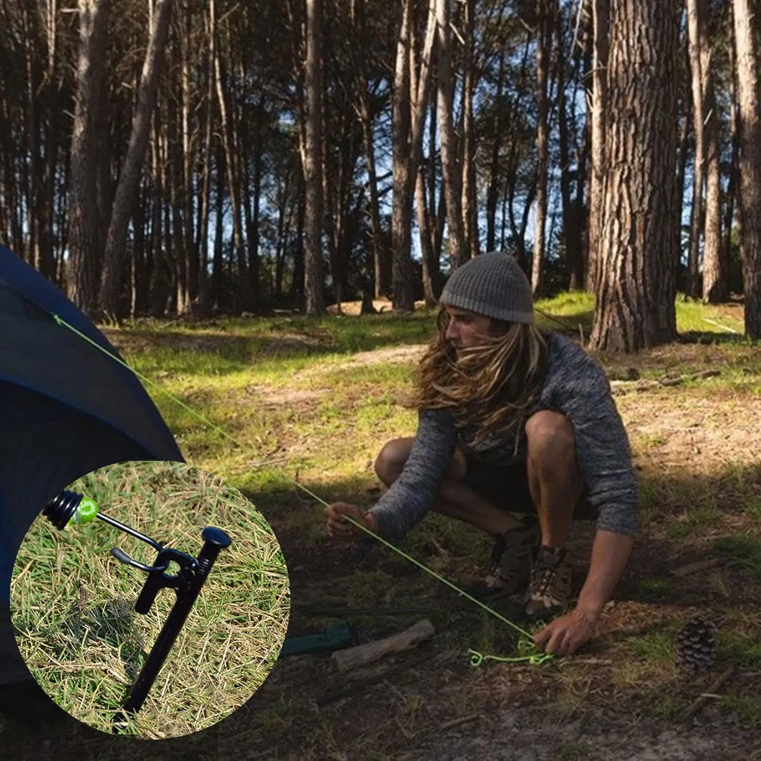 20 Pack 16 inch Tent Stakes Heavy Duty Metal Tent Pegs for Camping Steel Tent Pegs Unbreakable and Inflexible