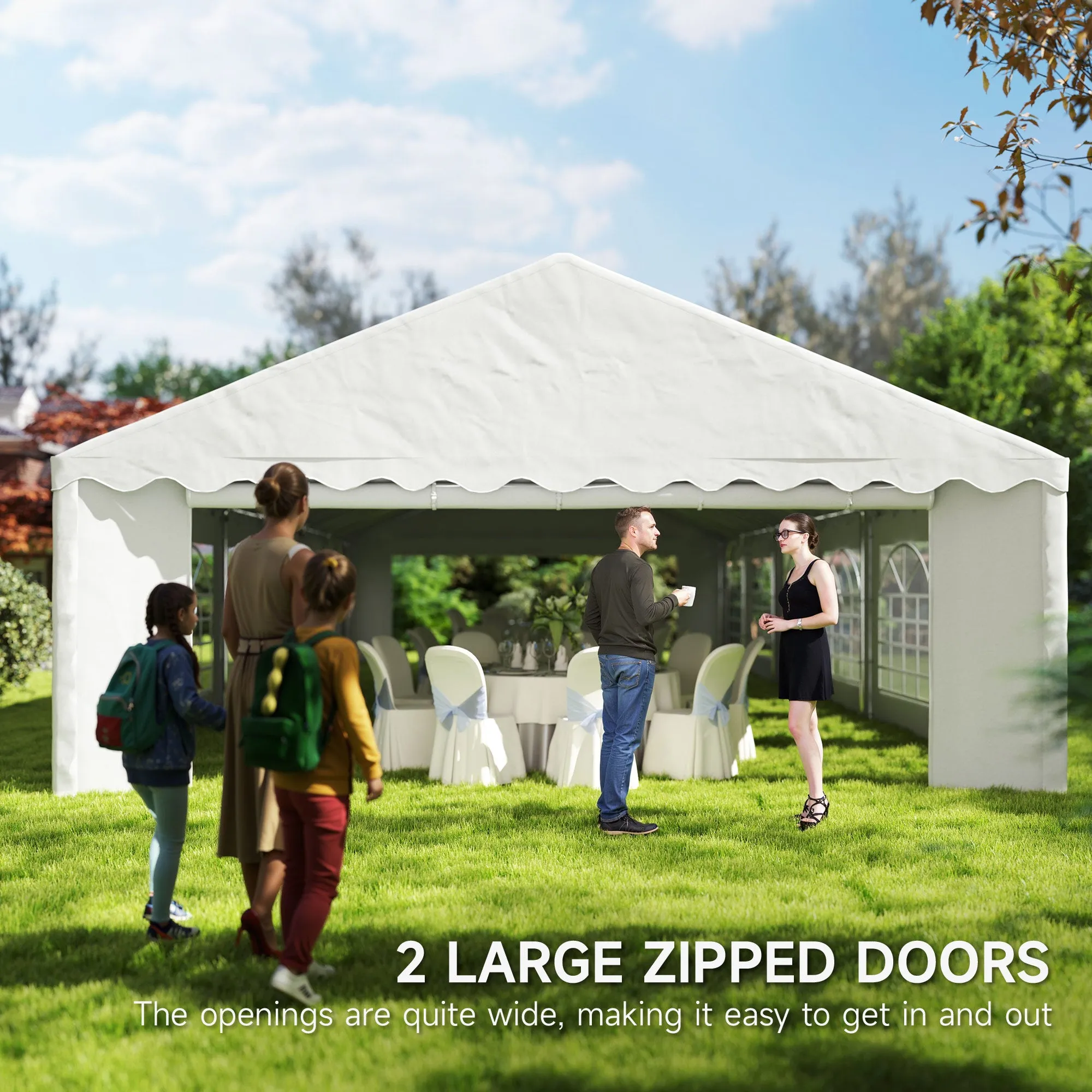 20' x 40' Party Tent with Removable Sidewalls, 12 Windows, White