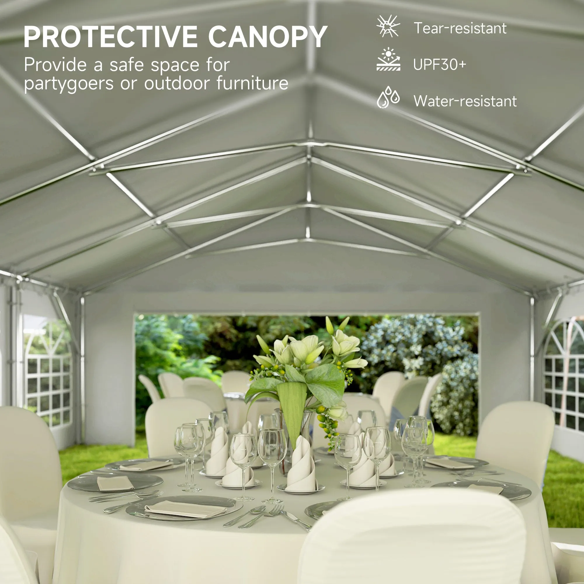 20' x 40' Party Tent with Removable Sidewalls, 12 Windows, White