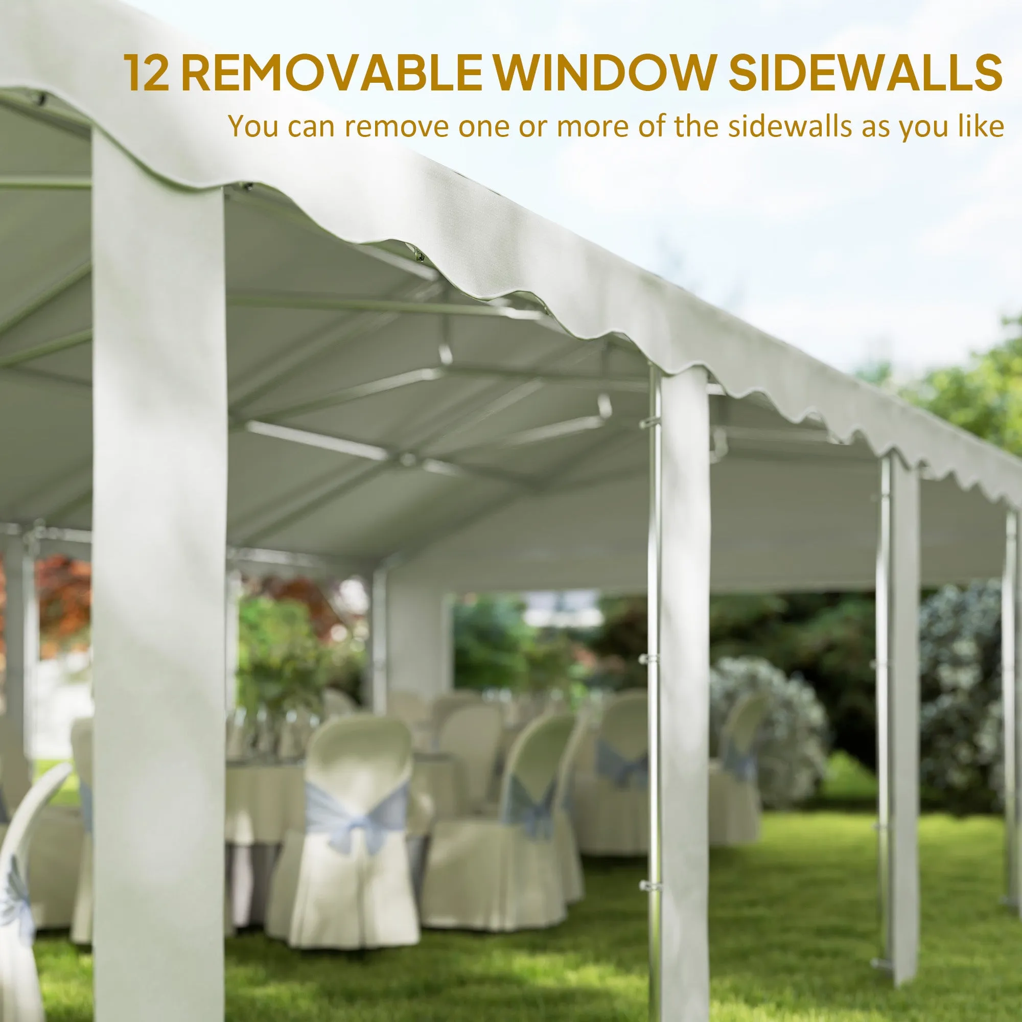 20' x 40' Party Tent with Removable Sidewalls, 12 Windows, White