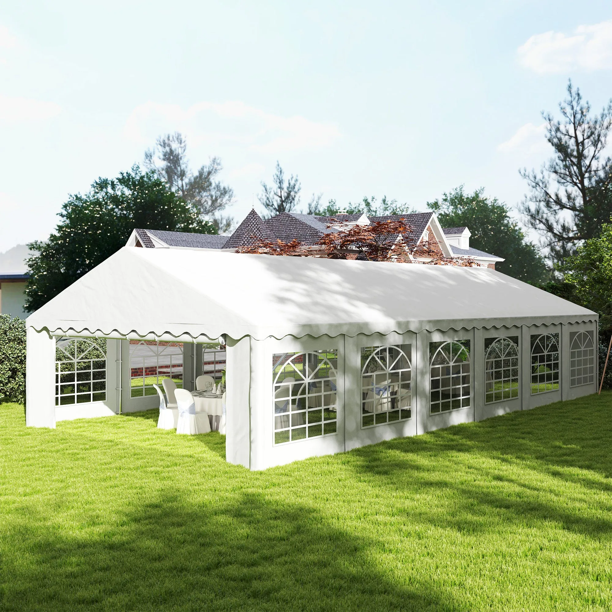 20' x 40' Party Tent with Removable Sidewalls, 12 Windows, White