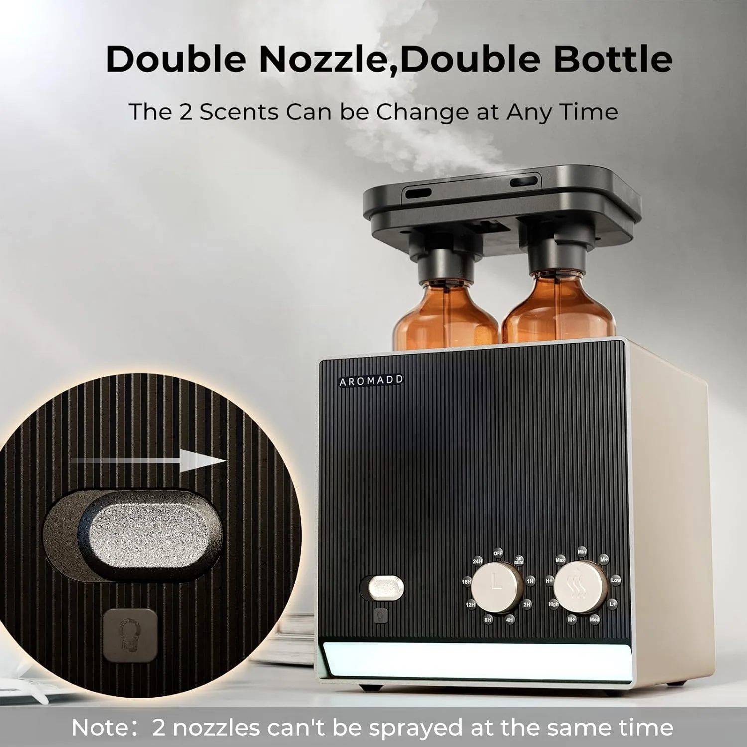 2000 Sq Ft Dual Nozzle Smart Waterless Diffuser, 2×200ml Scent Air Machine for Home Hotel Collection Diffuser Cold Air Technology Waterless Essential Oil Diffuser for Large Room (Gold Titanium)