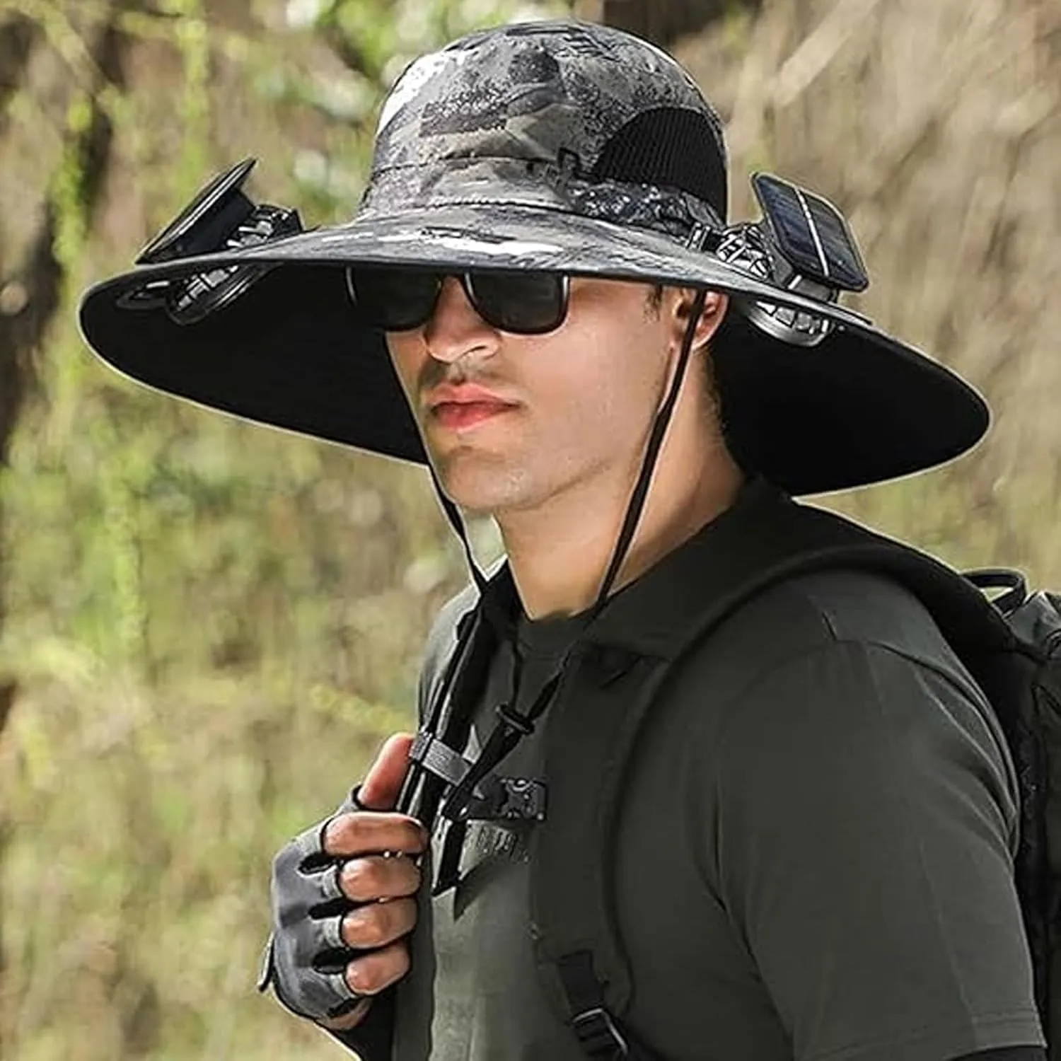 2025 New Ultralight Solar Fan Sun Hat, Wide Brim Solar Fan Hat USB Charging, for Men Fishing Camping UPF 50 