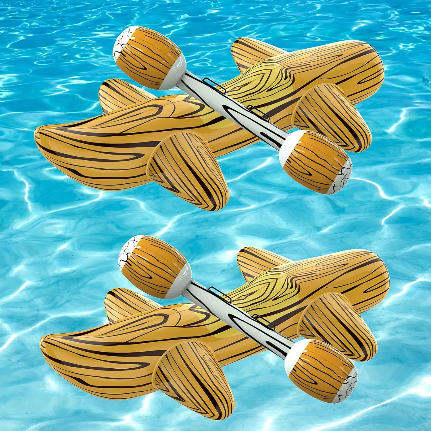[2025 New Version Patented] 4Pcs Pool Floats Inflatable Raft Pool Toys for Kids Ages 6-8-12, Battle Log Rafts Water Toys Kids, Swimming Pool Game Pool Party Outdoor for Family