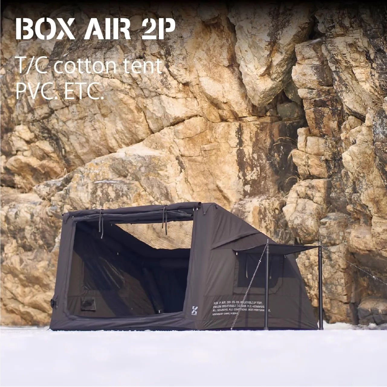 2025 Upgraded Canvas Inflatable Camping Tent with Pump, Easy Setup Blow Up Air Tent for Camping,No Assembly Needed Air Tent with Mesh Skylight Windows&Doors