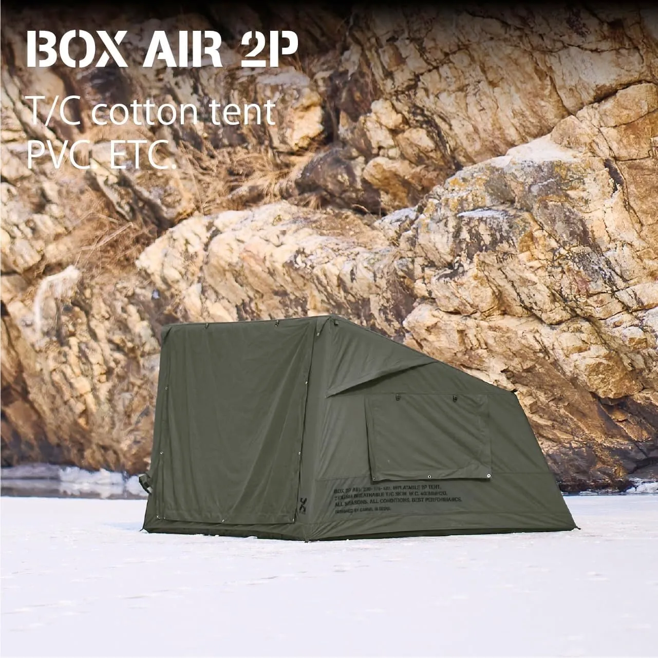 2025 Upgraded Canvas Inflatable Camping Tent with Pump, Easy Setup Blow Up Air Tent for Camping,No Assembly Needed Air Tent with Mesh Skylight Windows&Doors