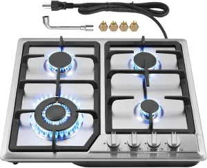 24inch Gas Cooktop Gas Stove, NG/LPG Convertible Gas 4 Burners for Propane Gas, Neutral Gas (Pre-installed Propane Nozzles)