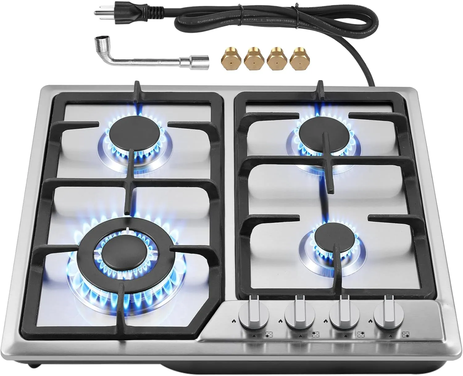 24inch Gas Cooktop Gas Stove, NG/LPG Convertible Gas 4 Burners for Propane Gas, Neutral Gas (Pre-installed Propane Nozzles)
