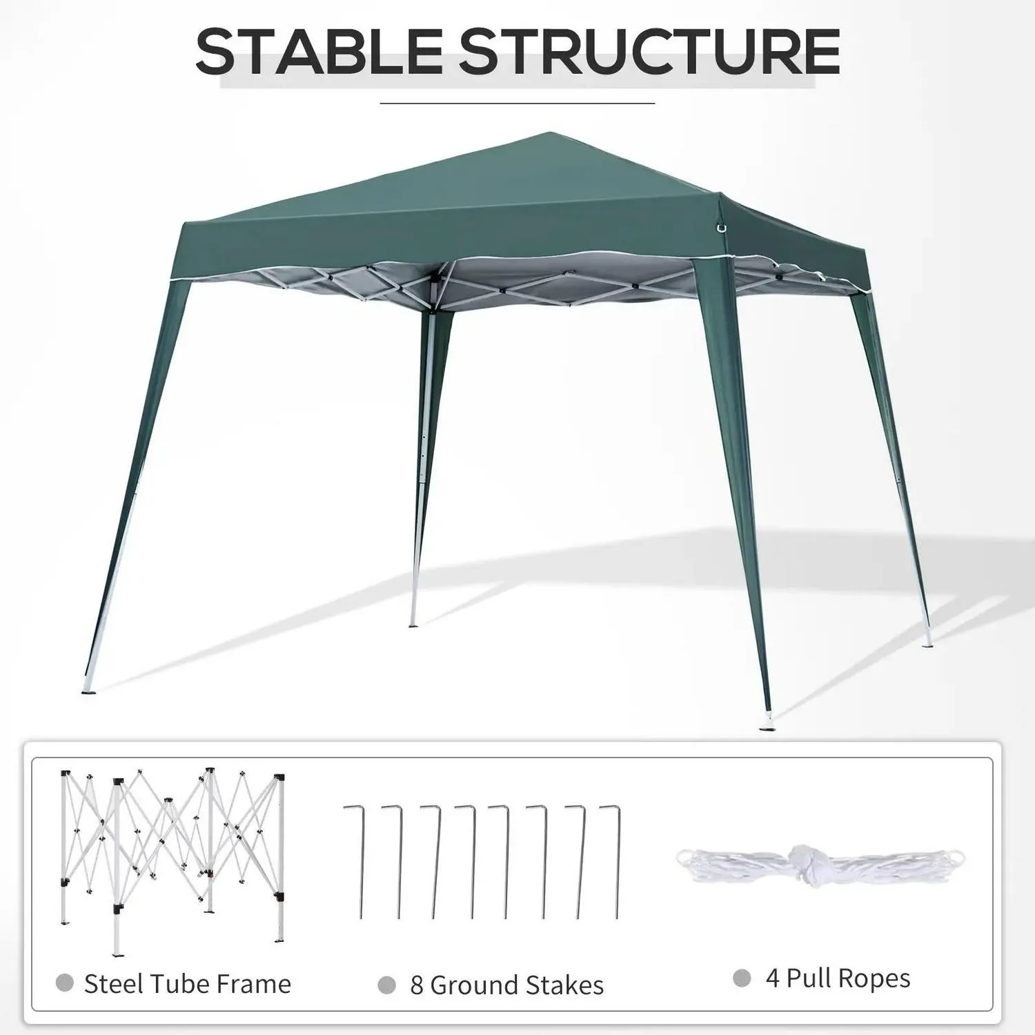 2.5 Party Slant X Instant 2.5 M Gazebo Patio, Garden, Event With 3 Green Height Outsunny For Base/ Pop Up Leg Bag, Adjustable Flat-rate discount Carry Tent Today only Shelter Top 3