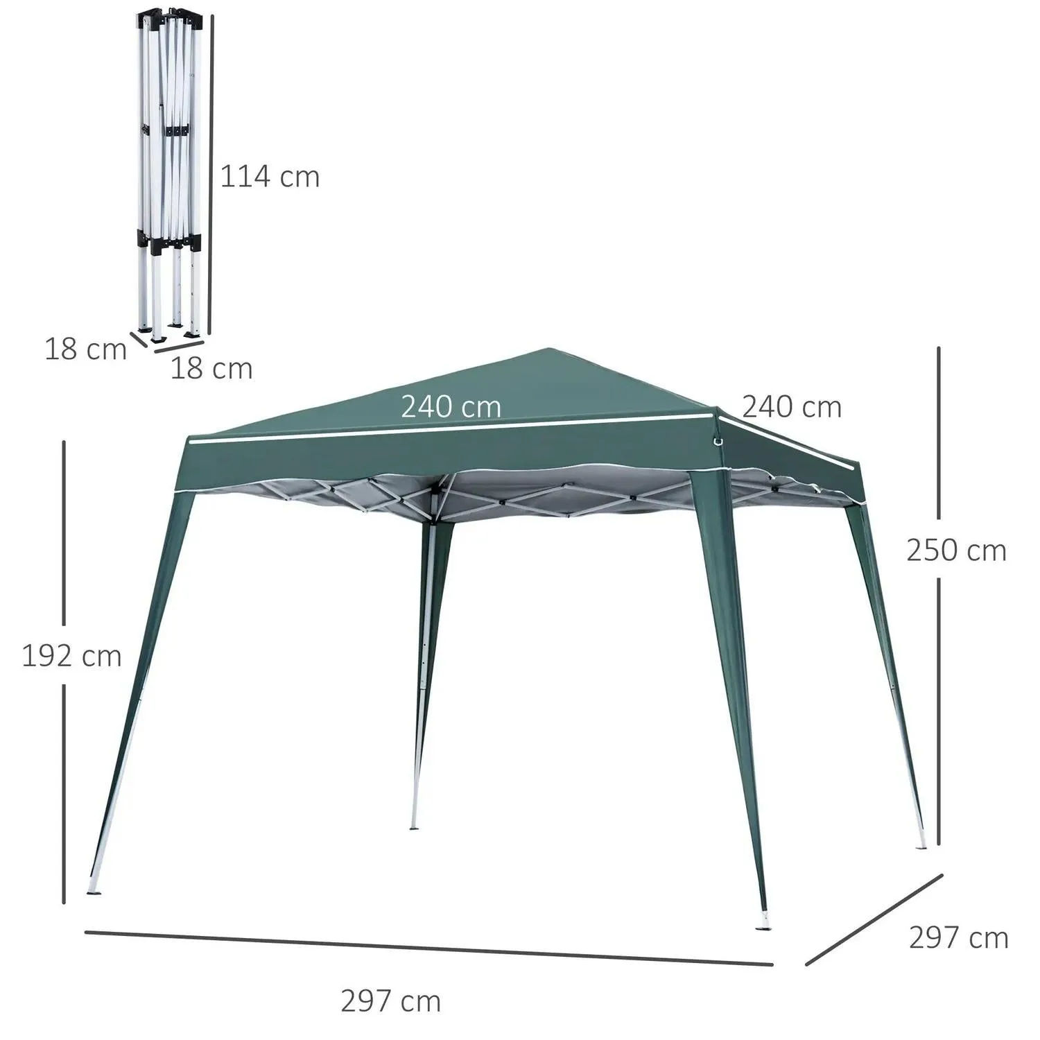 2.5 Party Slant X Instant 2.5 M Gazebo Patio, Garden, Event With 3 Green Height Outsunny For Base/ Pop Up Leg Bag, Adjustable Flat-rate discount Carry Tent Today only Shelter Top 3